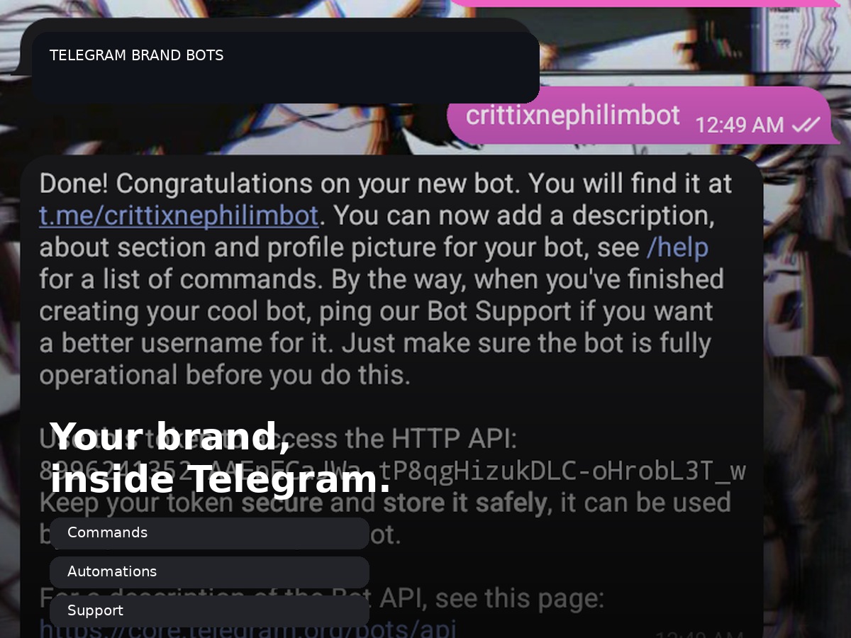 Telegram brand bots, your brand inside Telegram