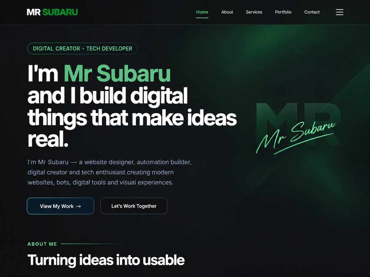 Mr Subaru portfolio website template